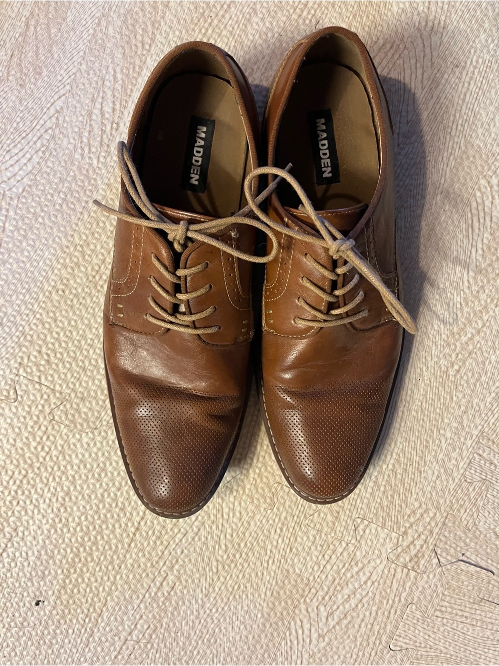 Steve Madden Men's Brown Perforated Leather Derby Shoes
